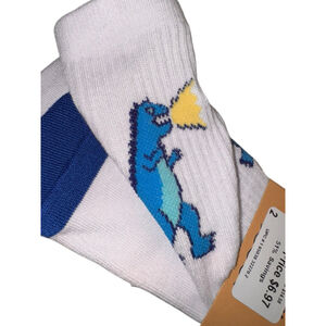 Men's Chubbies L White Blue Dinosaur Casual Socks
